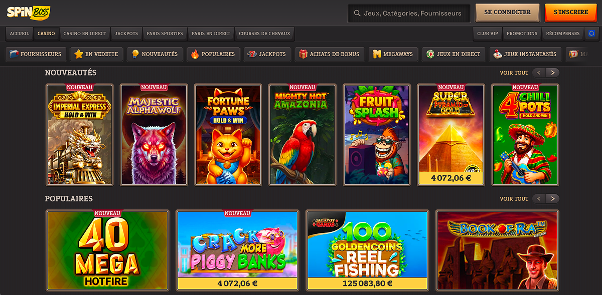 Les meilleurs jeux de casino sur SpinBoss Casino en ligne Catalogue de jeux sur Spin Boss Casino en ligne