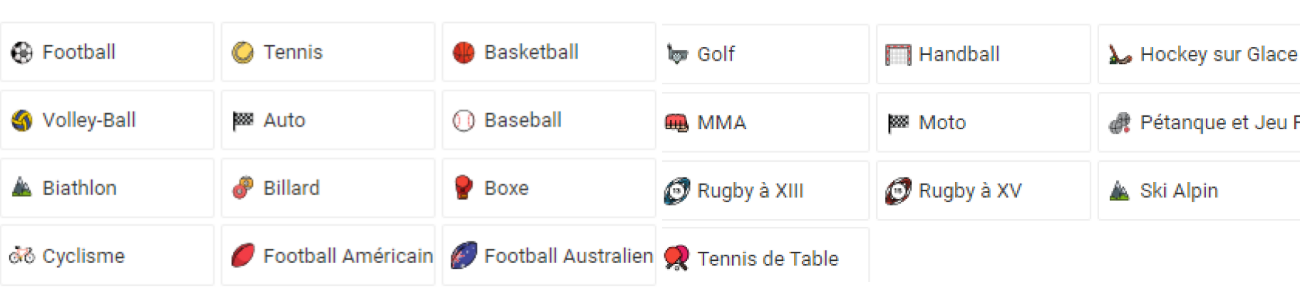 Les catégories sportives qui permettent les paris en France