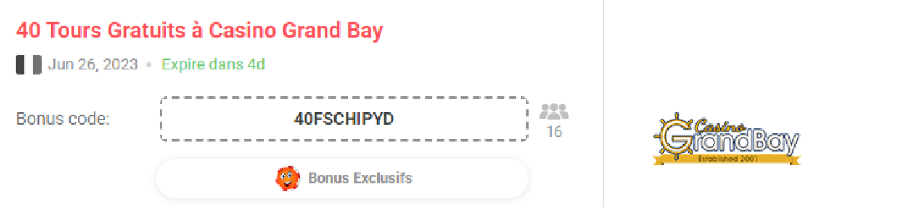 Casino français tours gratuits de bienvenue à gagner avec un code promo spécial