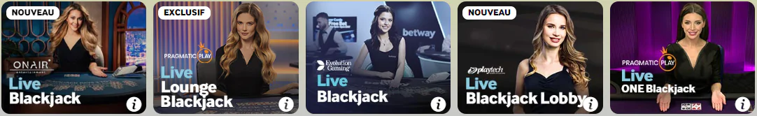 Blackjack avec croupiers dans un casino en ligne Bet Way