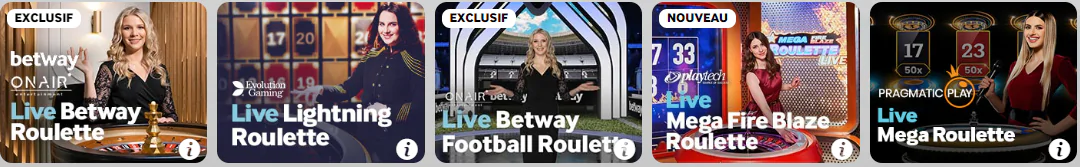 Roulette en direct de mobile de Betway Casino France 