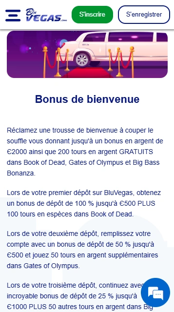 Vérifié Bonus sans Dépôt au Vegas Blu Casino pour les Joueurs Français