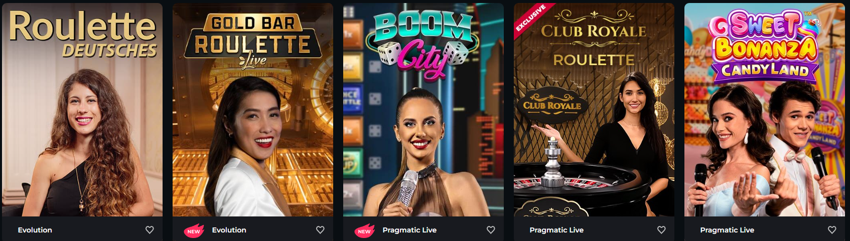 Revue Jeux en Direct proposés Casino Boomerang en ligne