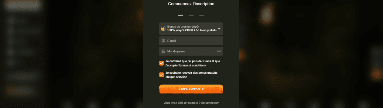 S'inscrire et Login à WinCashCasino pour les Joueurs Français