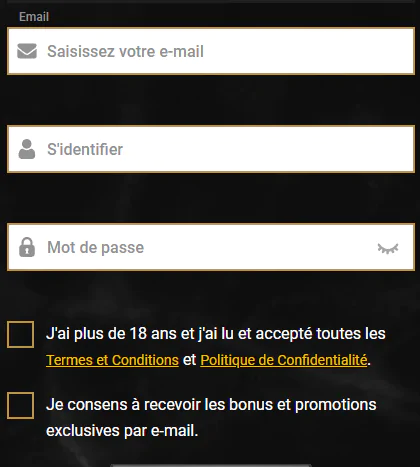 s'inscrire Se connecter à Casino Casinoly mon compte