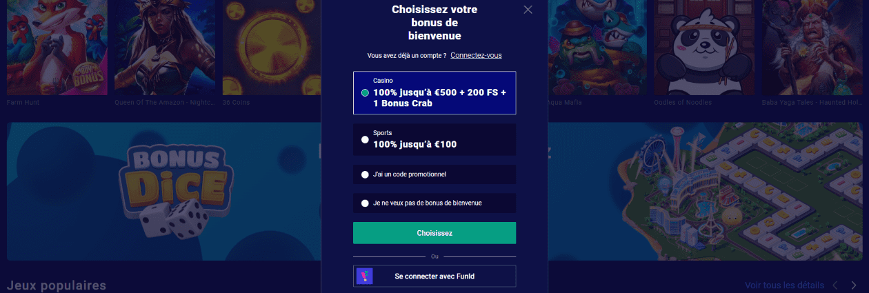 Connexion à Casino Frumzi en Ligne et Gagner Gros