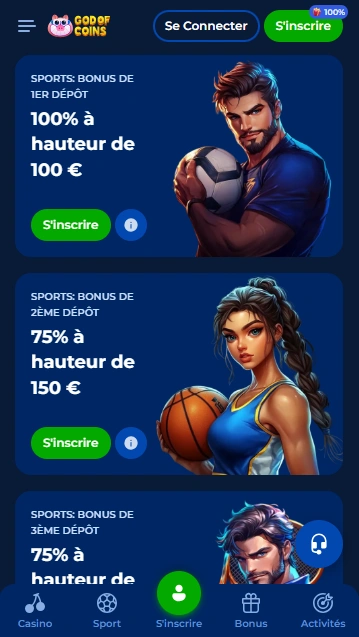 Bonus Sportifs en Casino GodOfCoins Explorez Primes pour Événements Sportifs au Casino God Of Coins FR