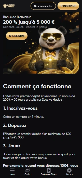 Profitez GoldenPanda 2025 - Emporter Superbe Bonus sans Dépôt pour Jouer