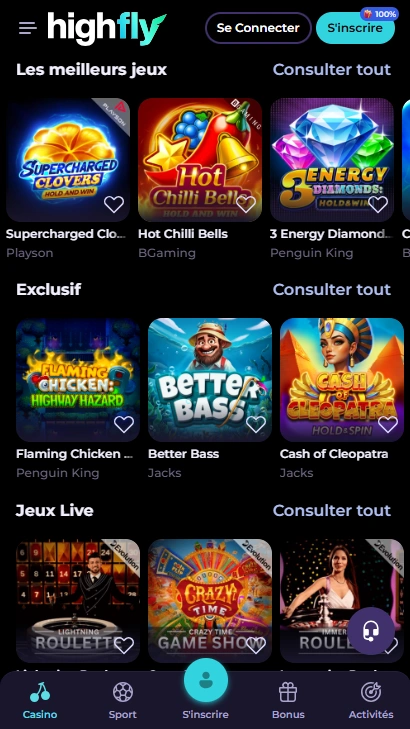 Jeux sur HighFlyBet Casino Essayer de Jouer le Plus Populaires Machines à Sous en Casino High-Fly-Bet