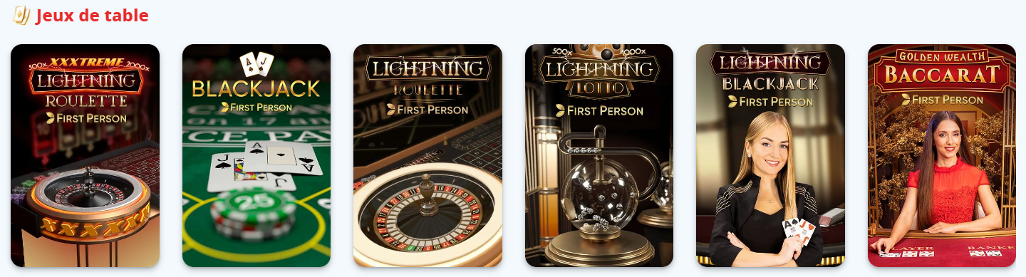 Infinity-Casino avec Jeux de Table sur le Net