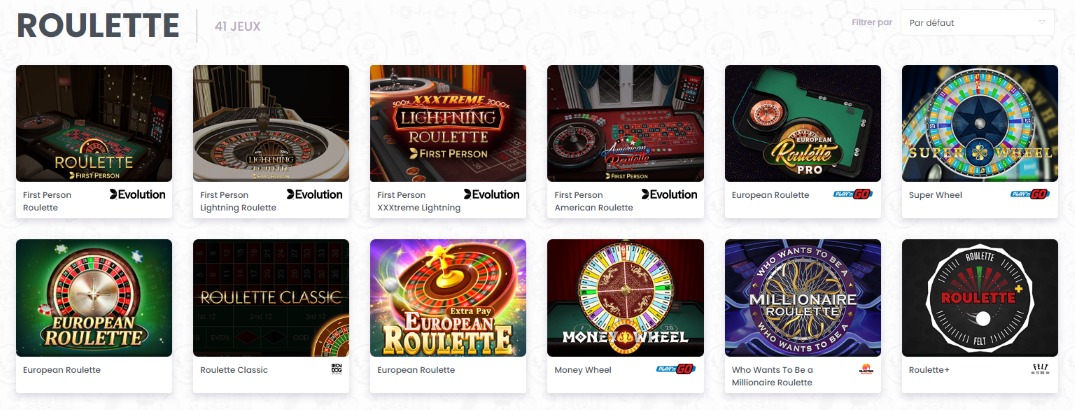 Jeux de Roulette dans les Casinos au Web Francophone