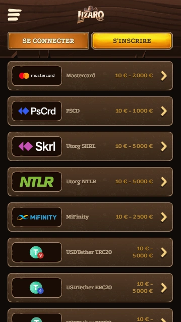 Paiement en Lizaro Casino Dépôser et de Retrait des Votre Fonds sur Lizar Casino au Mon Compte