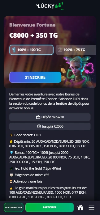 Casino Lucky Elf en Ligne Offre de Top Bonus sans Dépôt