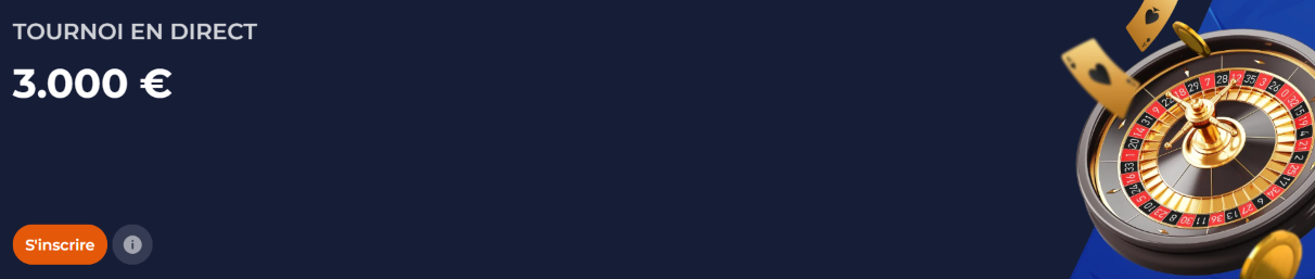 NineCasino Tournoi en Direct le Prix est de 3000 Euros Français