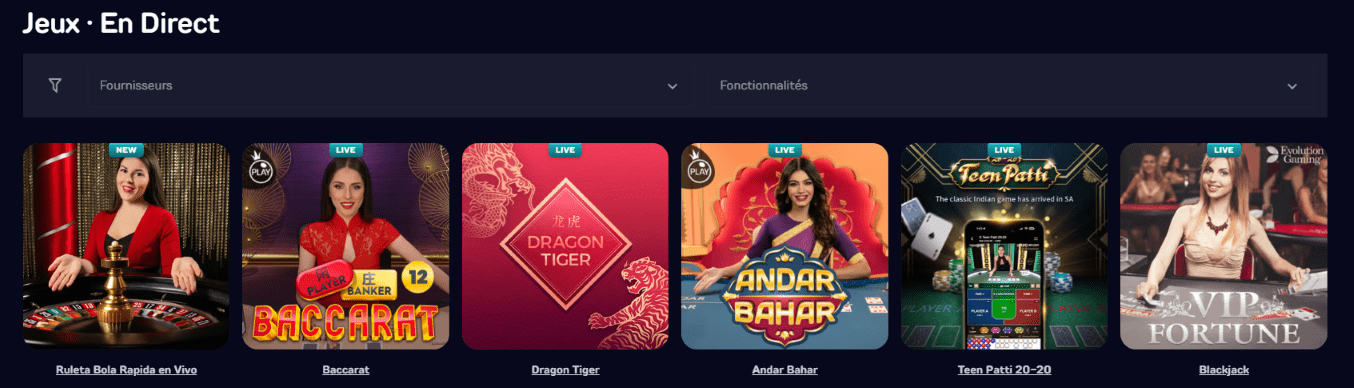 Croupier en Direct Jeux sur Casino Party-Spinz au Web