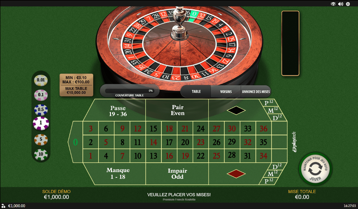 Simulateur de Roulette Française sur Internet en France