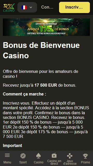 Bonus de Bienvenue au Casino RX RX-Casino Avis avec son Superbe no Deposit Bonus en France