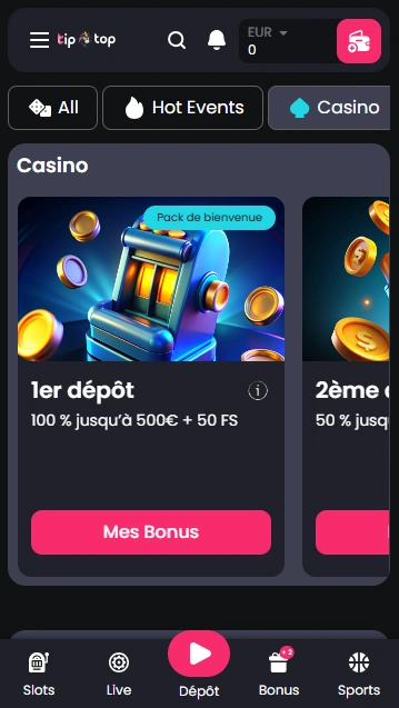 Obtenir Top Bonus sans Dépôt sur Tip Top Bet Casino Aujourd’hui !
